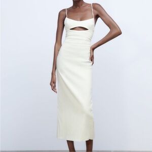 Zara white cut out linen dress